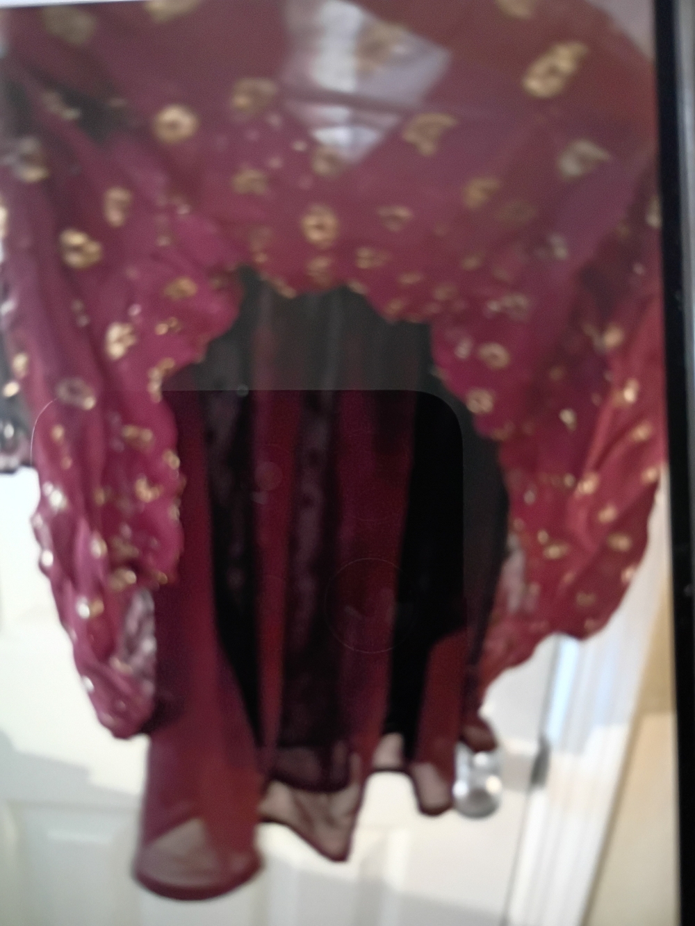 Abercrombie & Fitch Burgundy Blouse with Gold Polka Dots - Picture 4 of 4